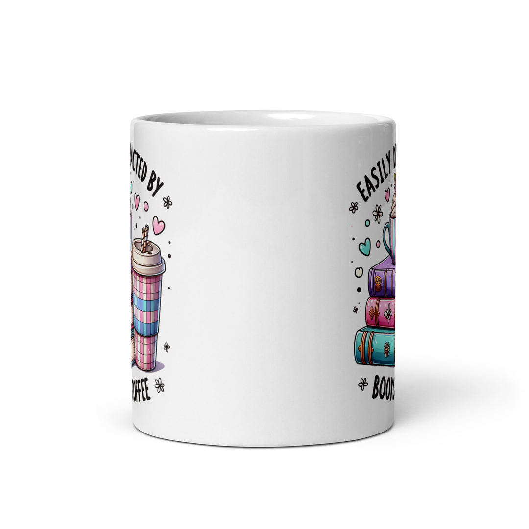 Funny Coffee Mug | Easily Distracted By Books & Coffee Mug | Funny Mugger
