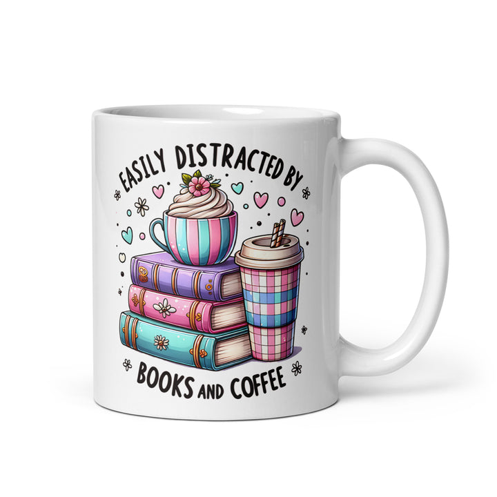 Funny Coffee Mug | Easily Distracted By Books & Coffee Mug | Funny Mugger