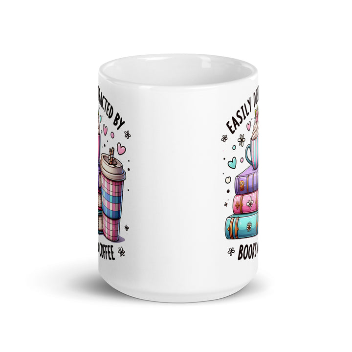 Funny Coffee Mug | Easily Distracted By Books & Coffee Mug | Funny Mugger