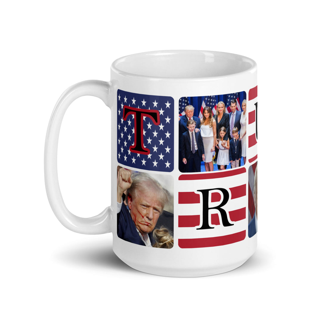 Funny Coffee Mug | President Donald Trump American Flag White glossy mug | Funny Mugger