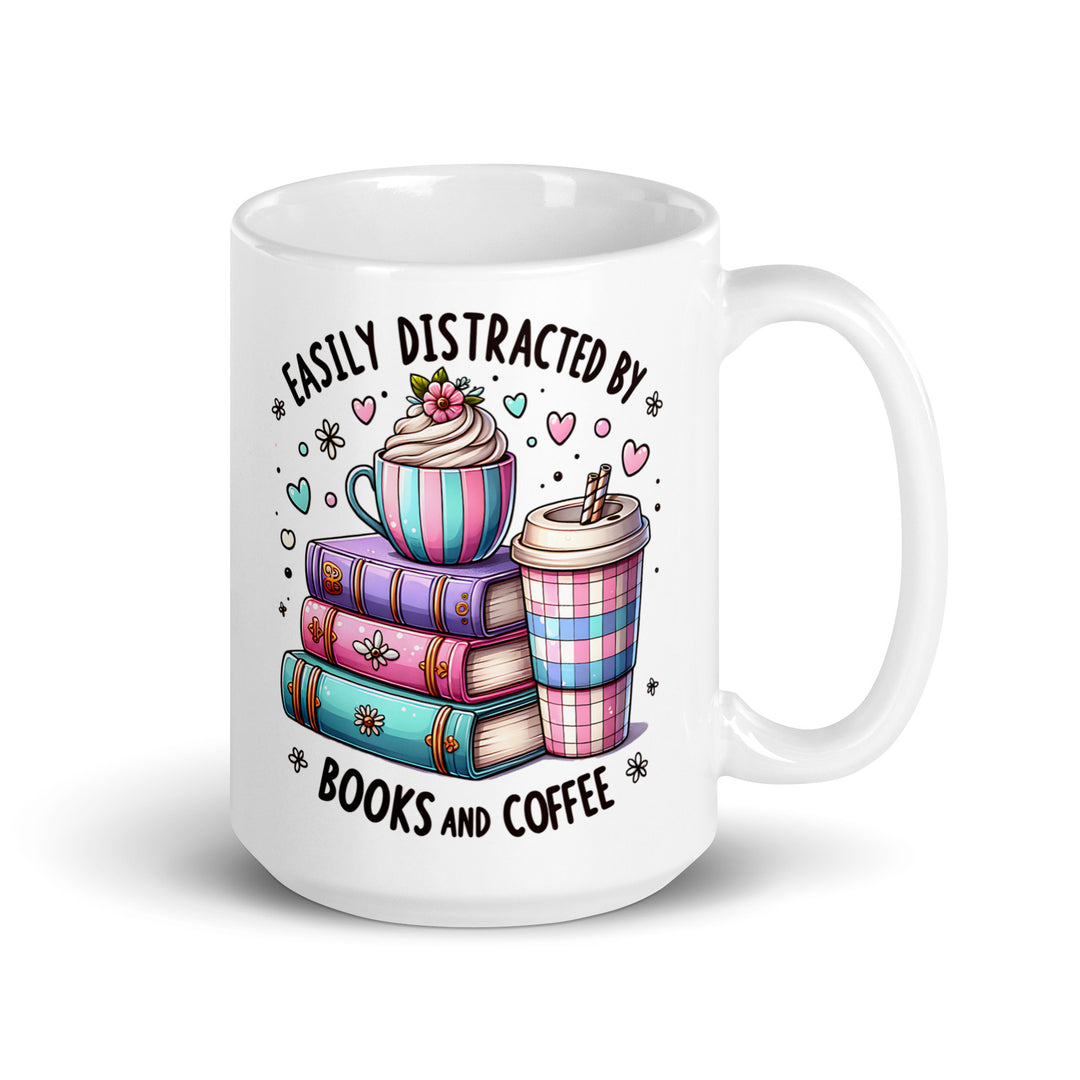 Funny Coffee Mug | Easily Distracted By Books & Coffee Mug | Funny Mugger
