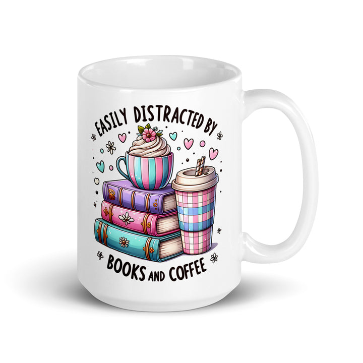 Funny Coffee Mug | Easily Distracted By Books & Coffee Mug | Funny Mugger