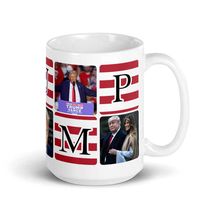 Funny Coffee Mug | President Donald Trump American Flag White glossy mug | Funny Mugger