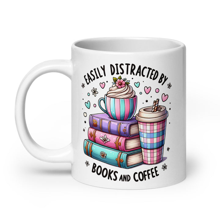 Funny Coffee Mug | Easily Distracted By Books & Coffee Mug | Funny Mugger