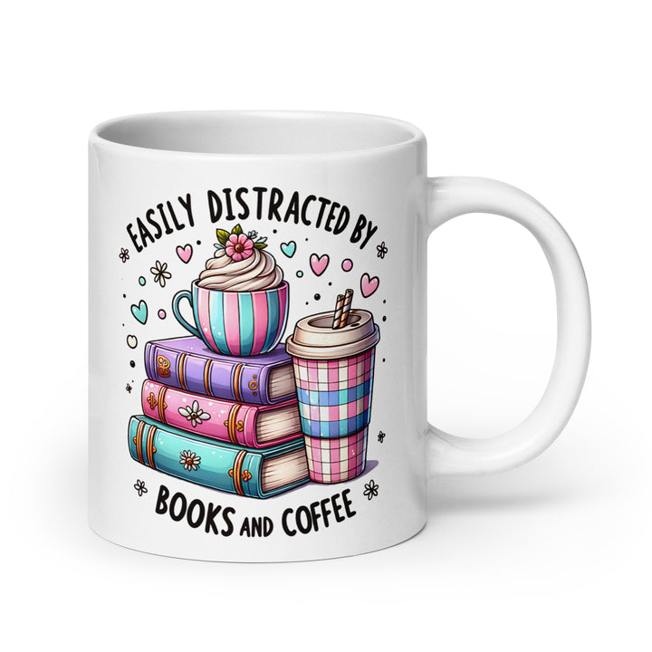 Funny Coffee Mug | Easily Distracted By Books & Coffee Mug | Funny Mugger